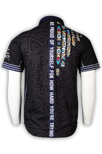 DS077 custom dart shirt design full printing dart shirt dart shirt manufacturer black back view
